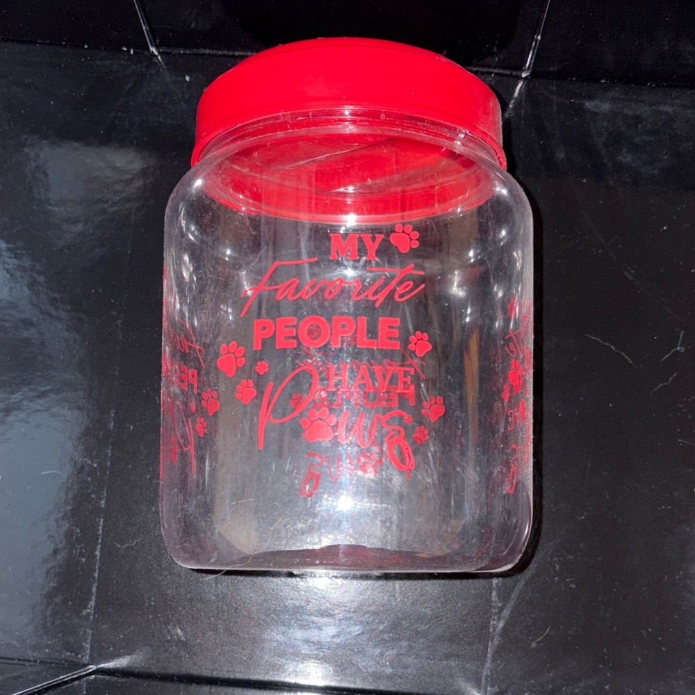 Red and Clear Pet Treat Jar